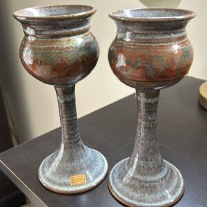Set of 2 Hand Thrown Art Pottery candle holders NEW Don Drumm studios